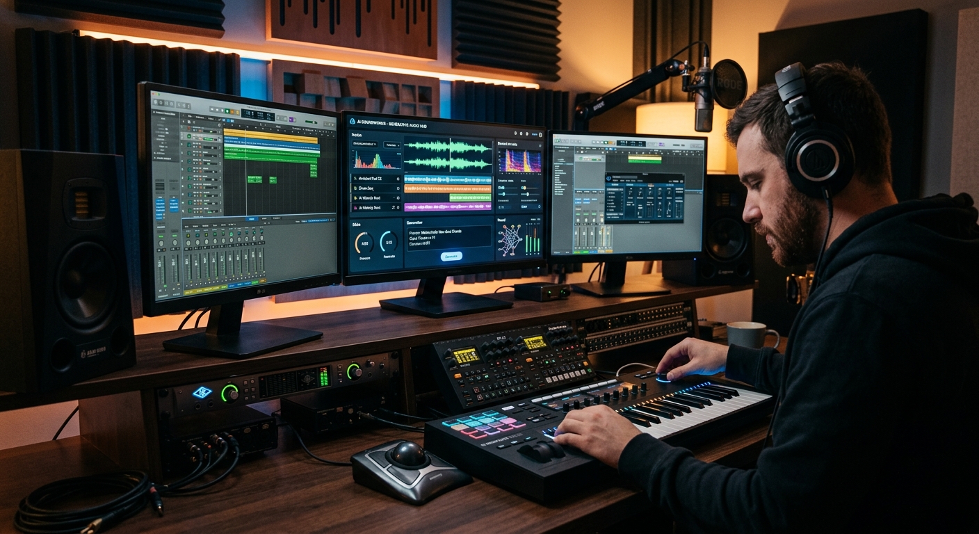 Futuristic Music Studio with AI